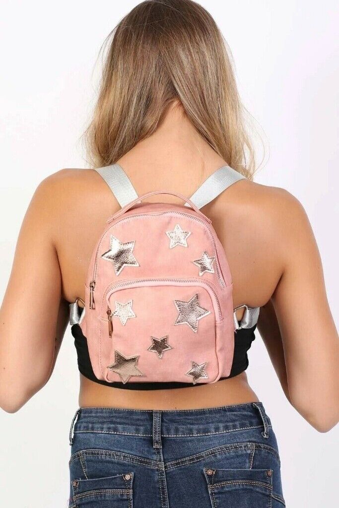 NEW Backpack Star Detail Faux Leather Backpack