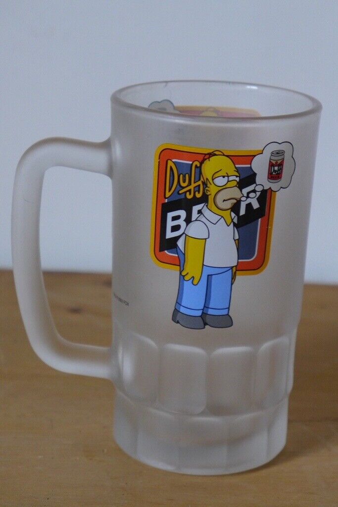 Collectible/collectable: HOMER SIMPSON, ‘Duff Beer’, FROSTED, PINT, BEER GLASS / TANKARD. As new.