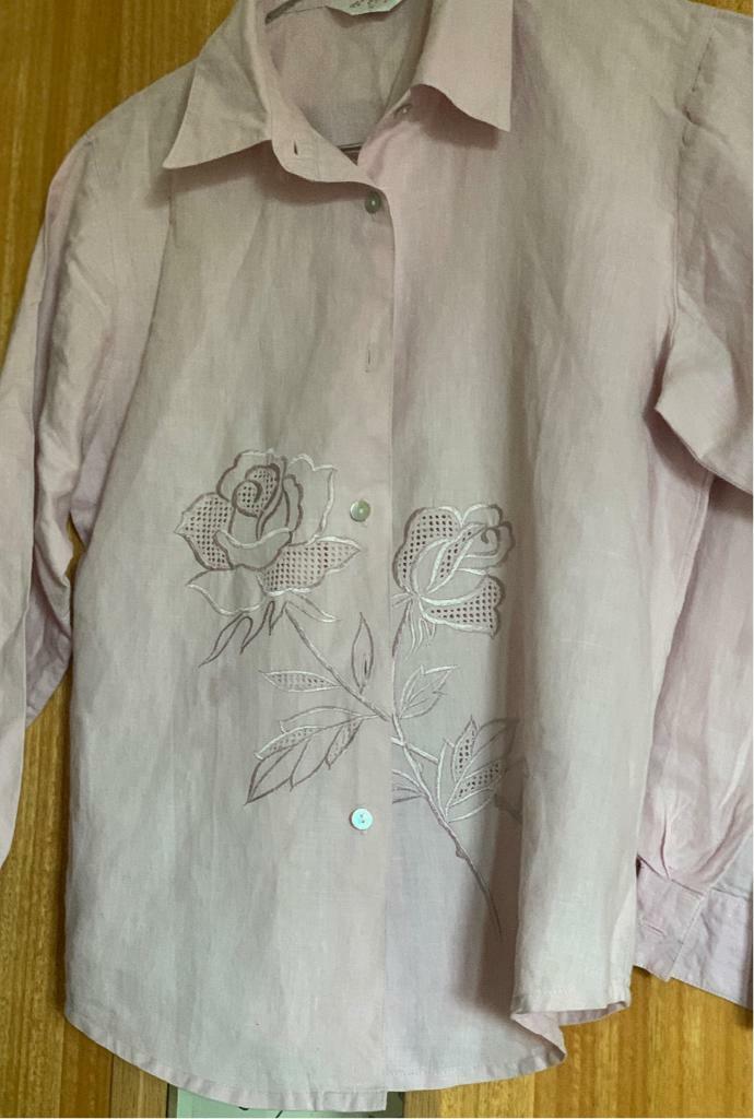 B & P DUSKY PINK 100% LINEN BLOUSE  RRP - £85 - SMALL
