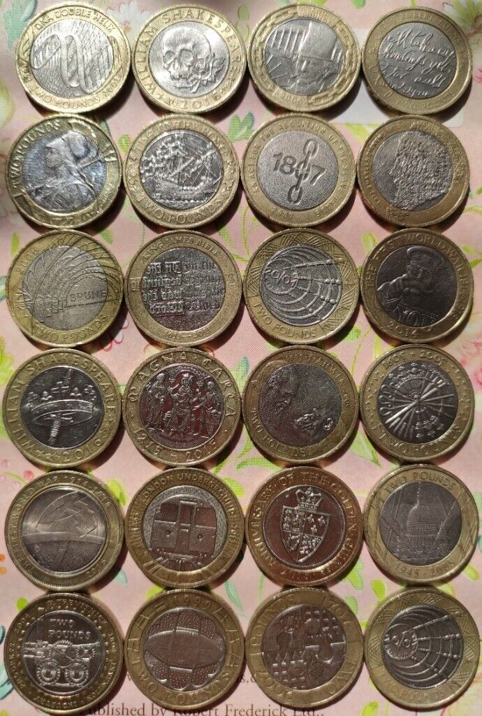 24 different 2 pound coin set,circulated(set R)