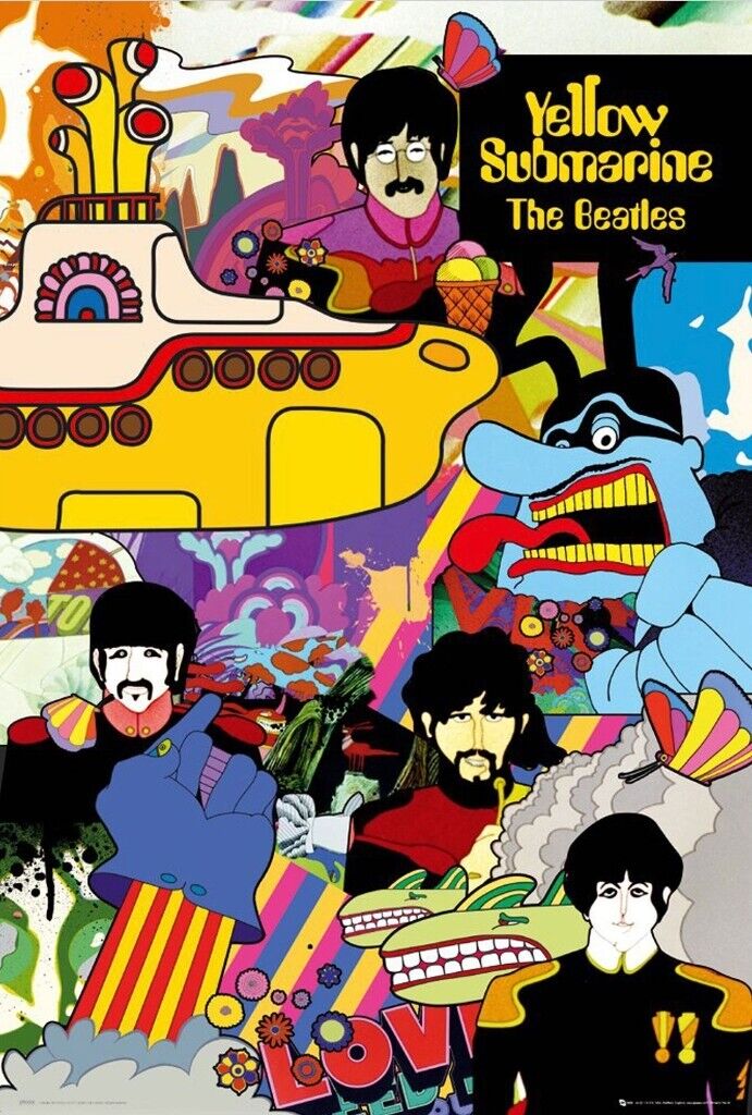 image for Beatles Yellow Submarine Poster Print Wall Art New Home Office Decor Gift Picture Man Cave