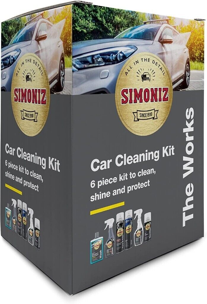 SIMONIZ 'The Works' Car Cleaning Kit, 6 Piece Kit to Clean, Shine and Protect, Brand New