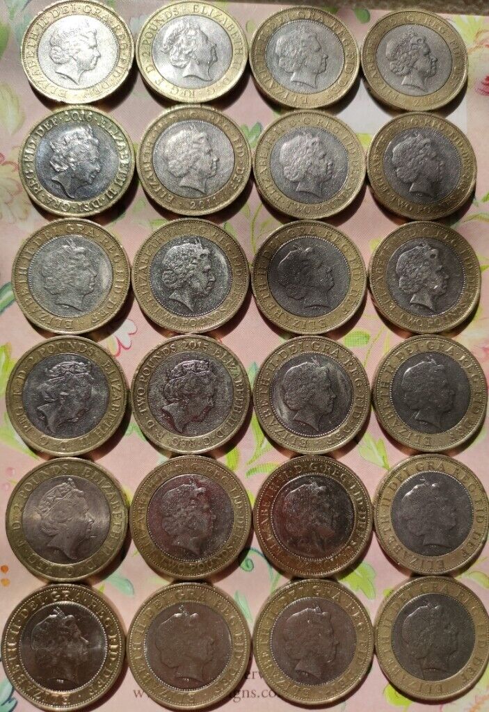 24 different 2 pound coin set,circulated(set R)