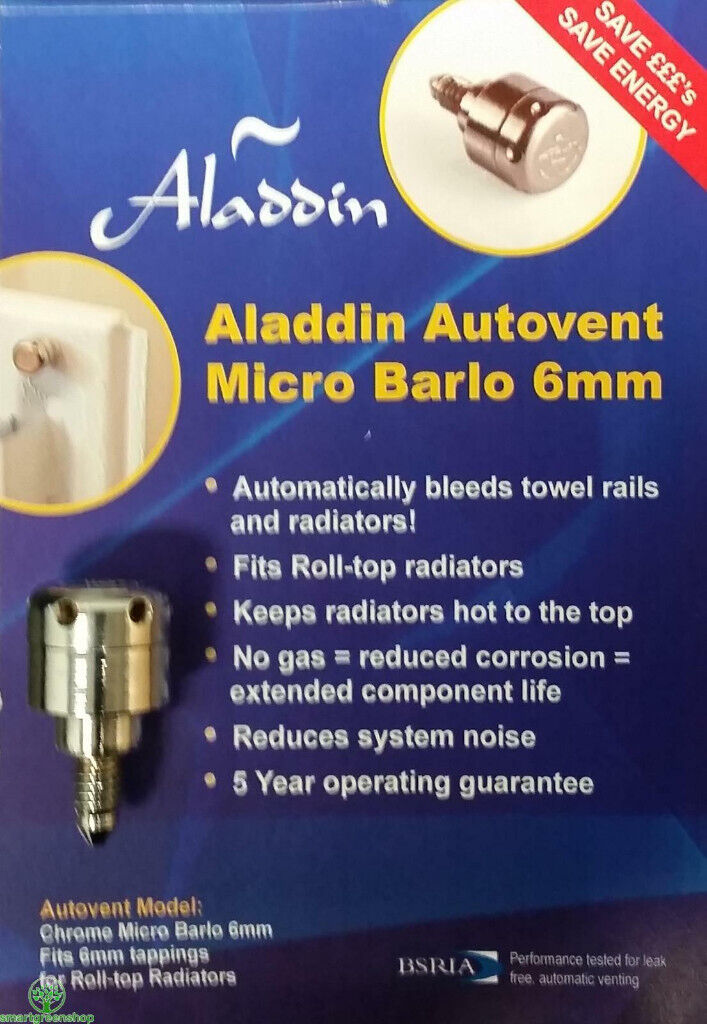 Aladdin Micro Barlo 6mm Fully Self Bleeding Radiator Valve Auto Air Vent x4