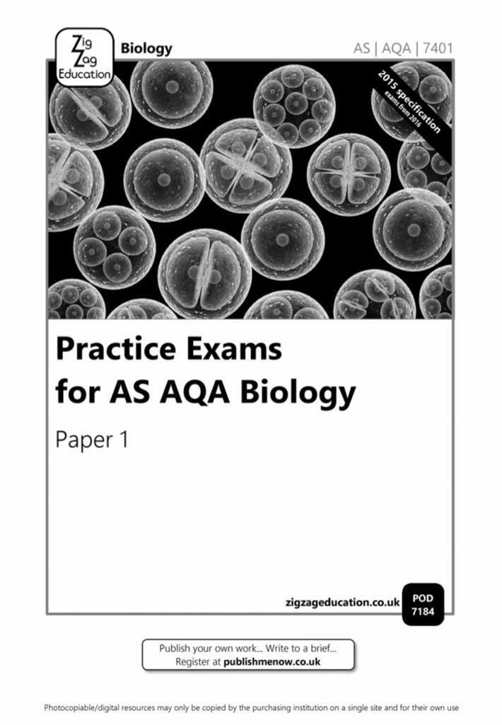 image for PDF Zig Zag Education Practice Exams for AS AQA Biology: Paper 1