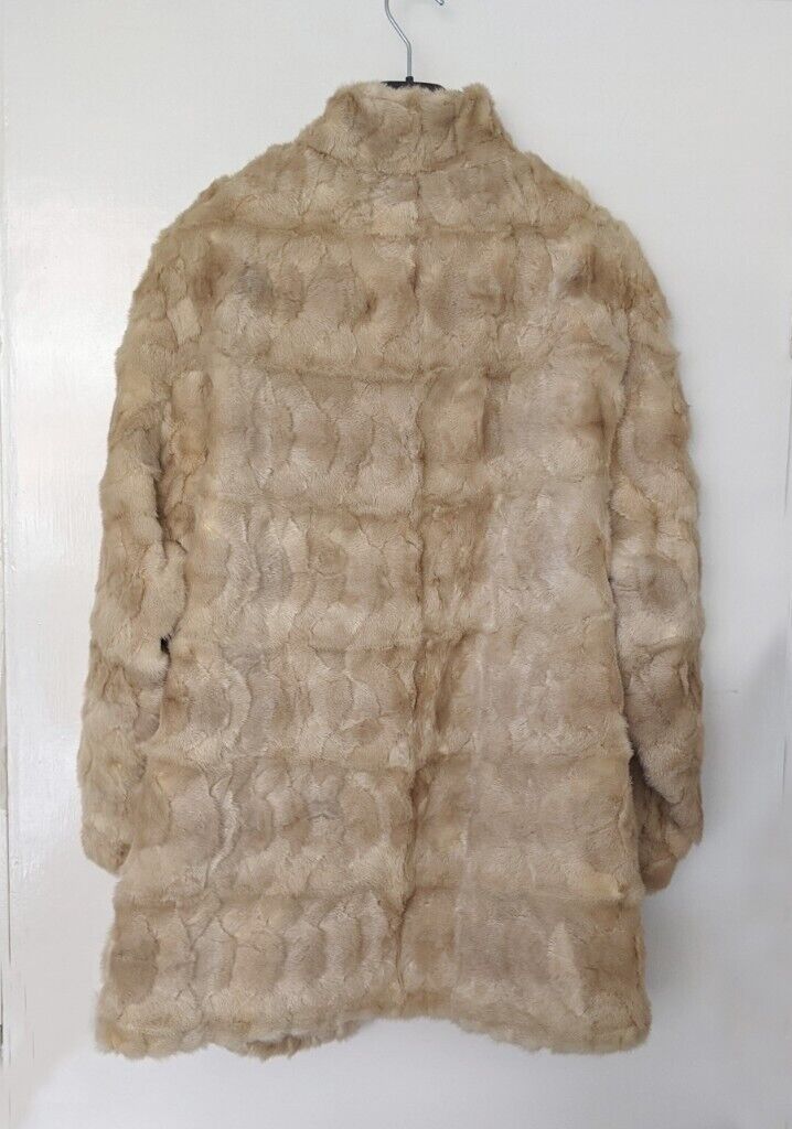 Beautiful Real Mink Fur Jacket Coat, beige, size 12-14