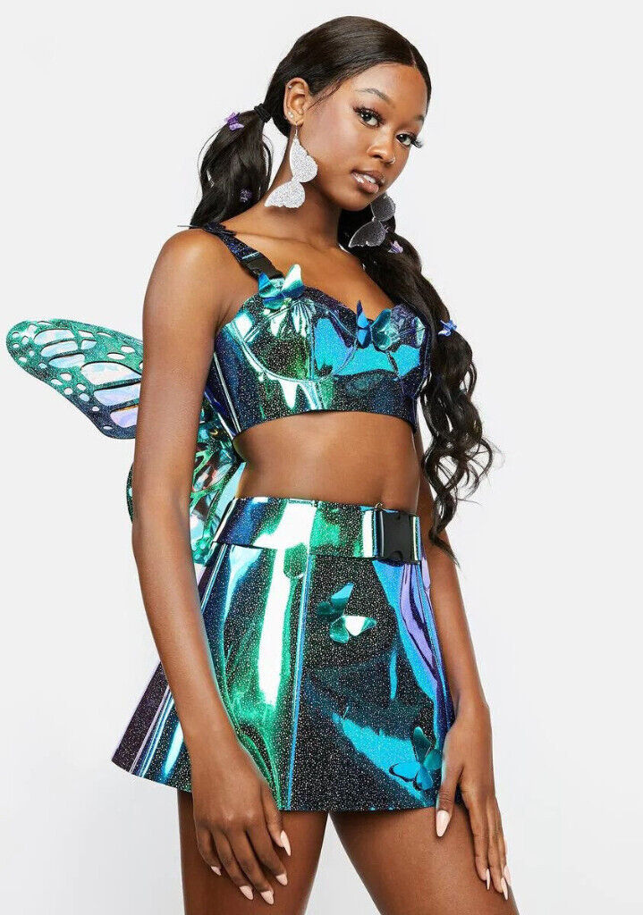 Fairy Holographic Clear PVC set costume: Skirt and Bra Top, size L fits  size M | in City of London, London | Gumtree
