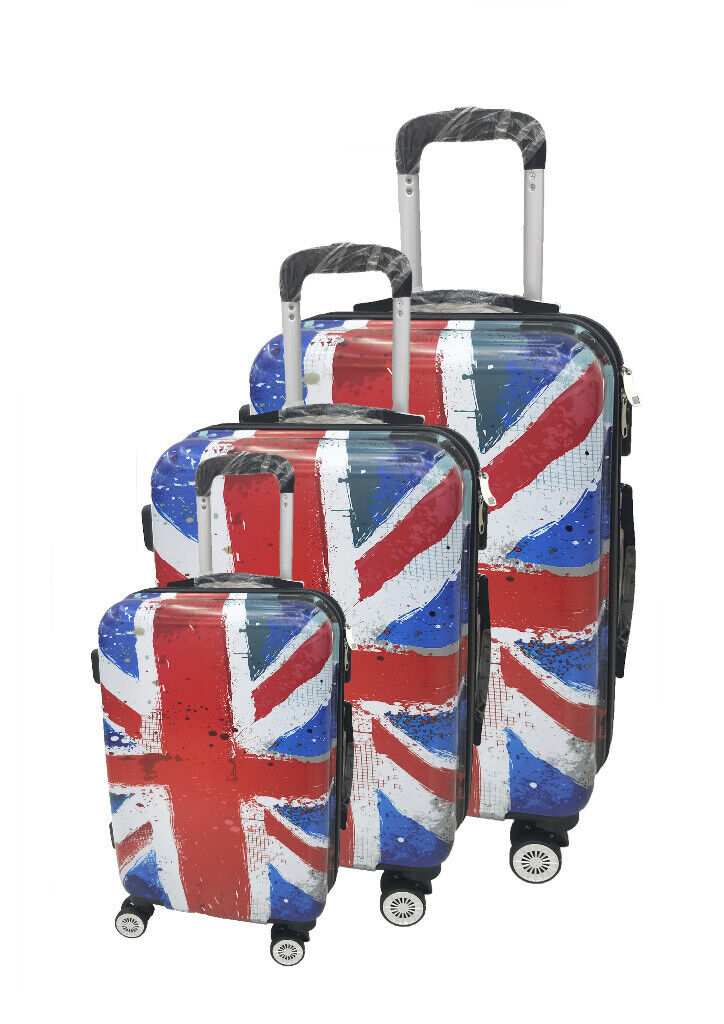 UK Flag Set Of 3 Hard Shell Cabin Suitcase 4 Wheel Luggage Trolley Case  Lightweight S,M,L | in East End, Glasgow | Gumtree
