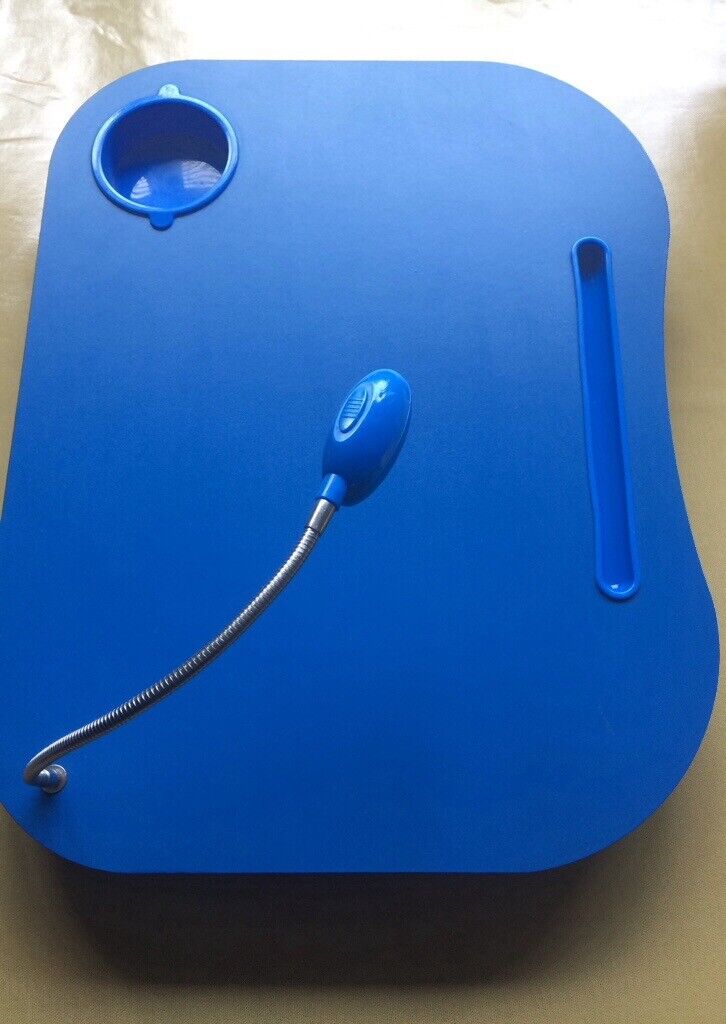 Lap Laptop Desk Table with Cushion and Flexible Light. Reading Writing Device