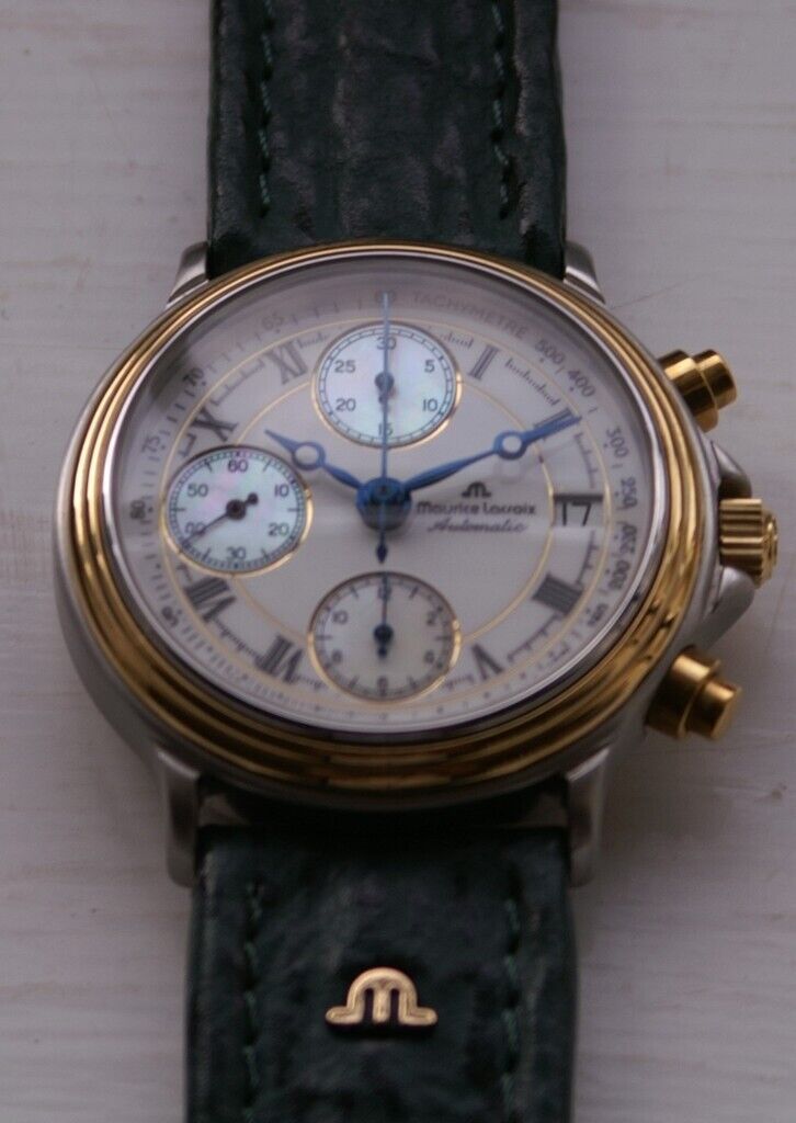 Maurice Lacroix automatic mechanical chronograph wristwatch - new old - '90s - Val 7750