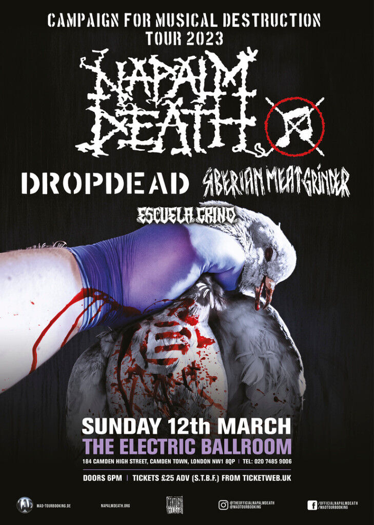 NAPALM DEATH - CAMPAIGN FOR MUSICAL DESTRUCTION AT ELECTRIC BALLROOM - LONDON
