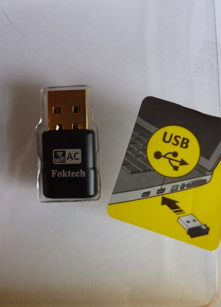 Brand New Unused. Foktech Nano Wi-Fi Adapter. 802.11ac Dual Band 2.4 / 5 GHz. USB 