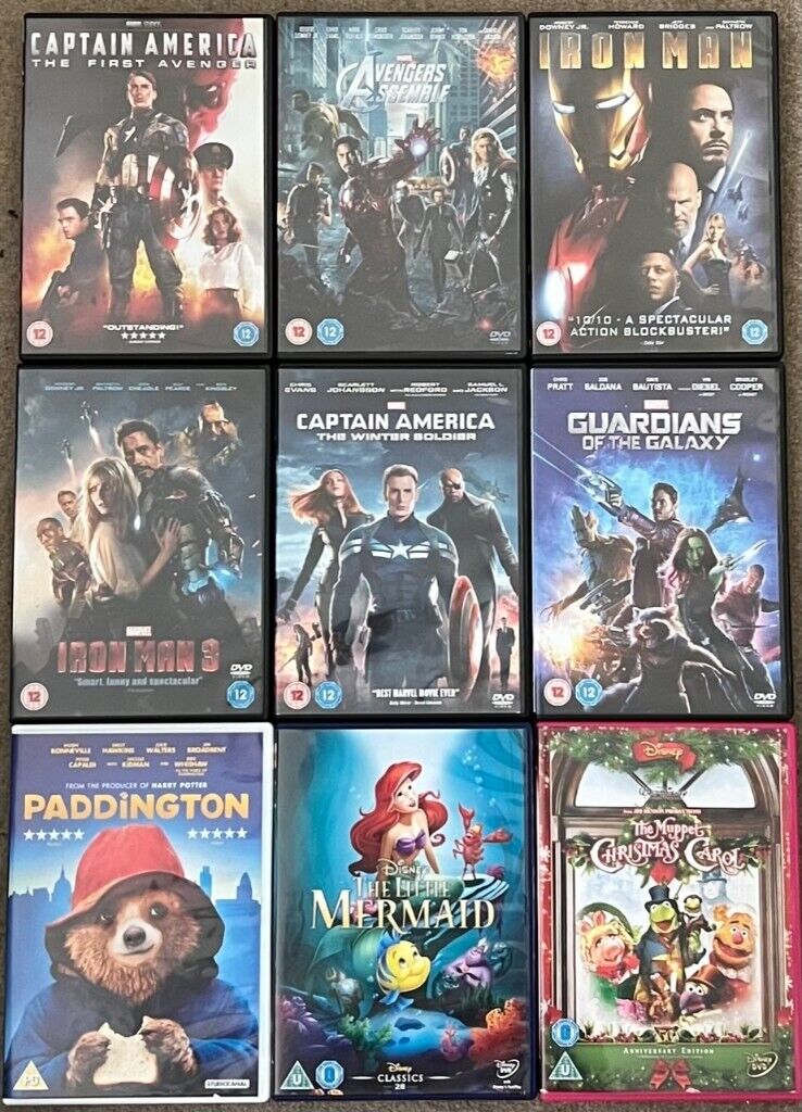 Marvel, Little Mermaid, Muppets and Paddington DVD's
