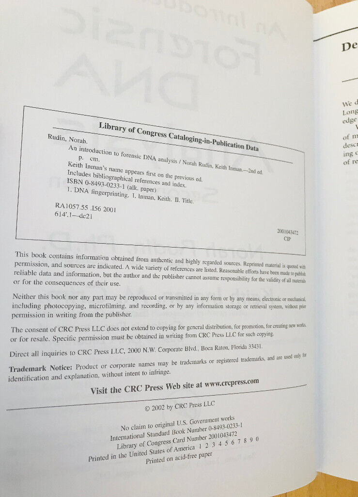 An Introduction to Forensic DNA Analysis Second Edition - Hardcover– Illustrated