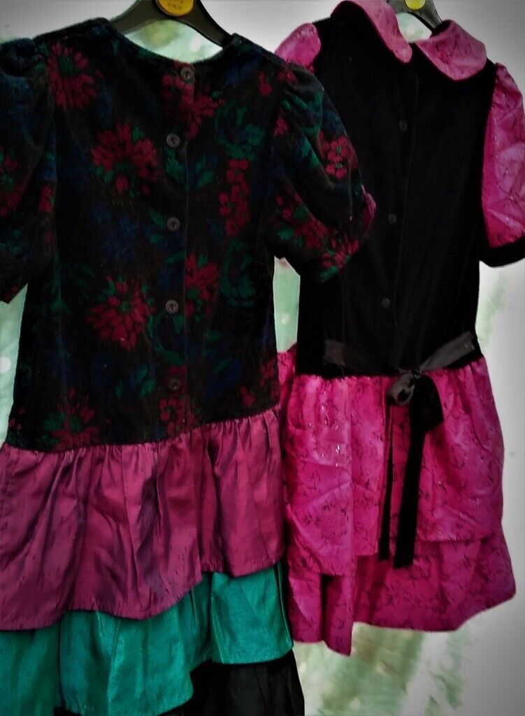 Girls Party Dresses, partly pink, 6/7 & 7/8 yrs, great condition