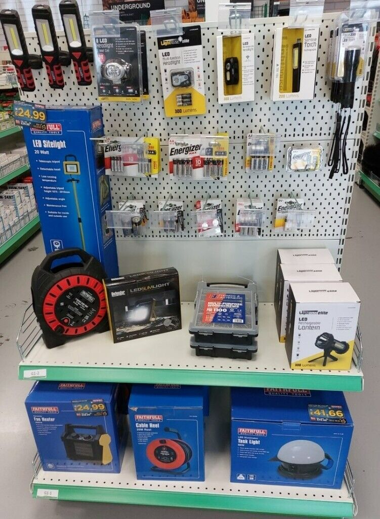 Hand Saw, Float Trowel, brick line, chalk block, pins, level, light, battery, trestle, tape measure
