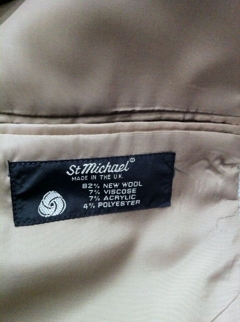 M&S Beige Men’s Jacket, Size 38 (97cm) Medium, Made in UK