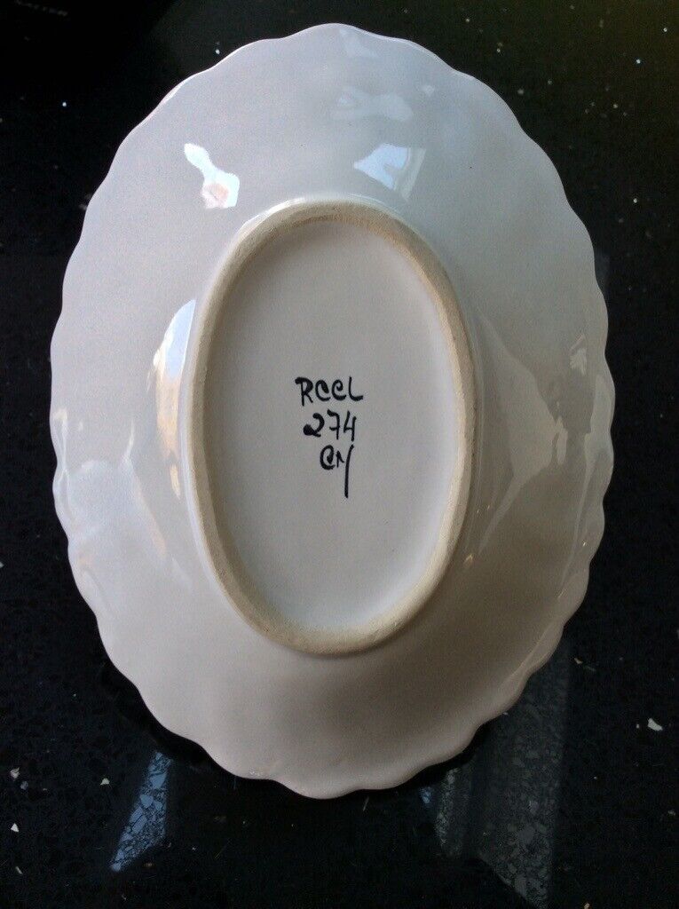 Trinket basket dish, hand painted floral design. Made In Portugal