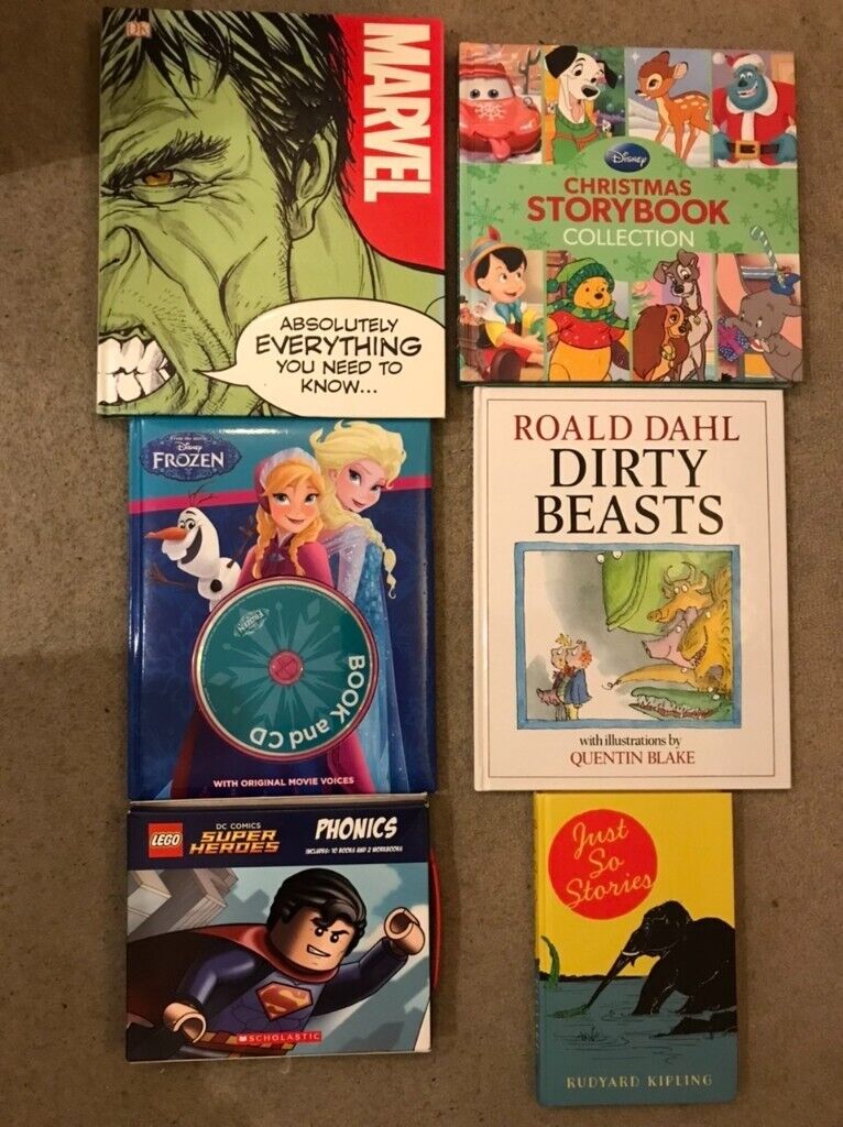 Marvel, Lego DC Super Heroes phonics,, Disney, Roald Dahl & Rudyard Kipling childrens books