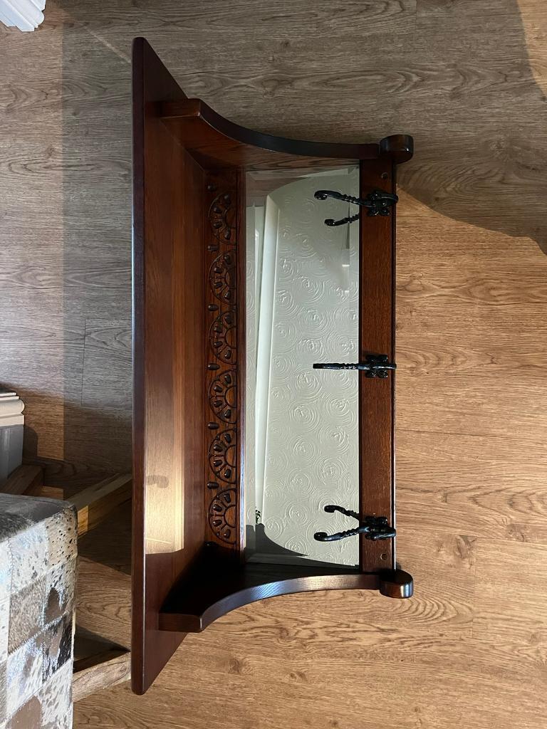 image for Old Charm Solid Wood Bros - Solid Oak coat rack with mirror