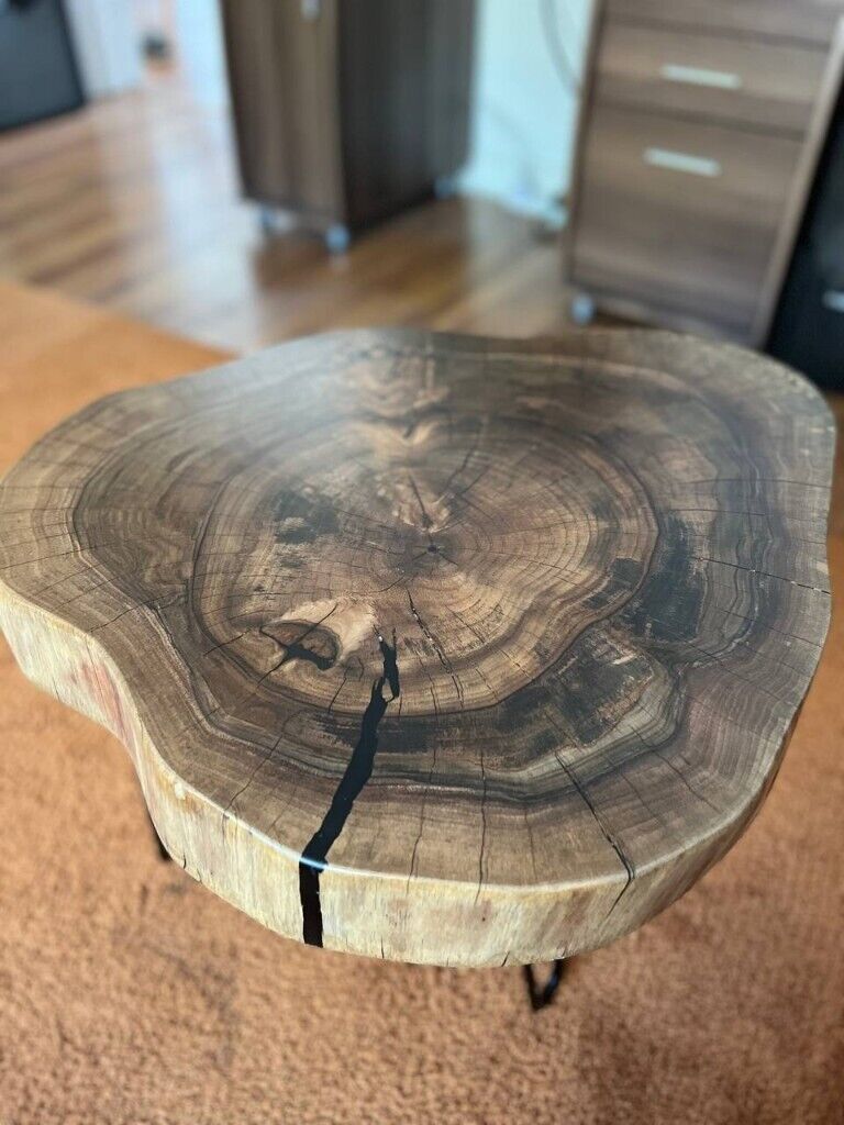Italian Walnut Live edge Endgrain Cookie Coffee Table End Table Resin 