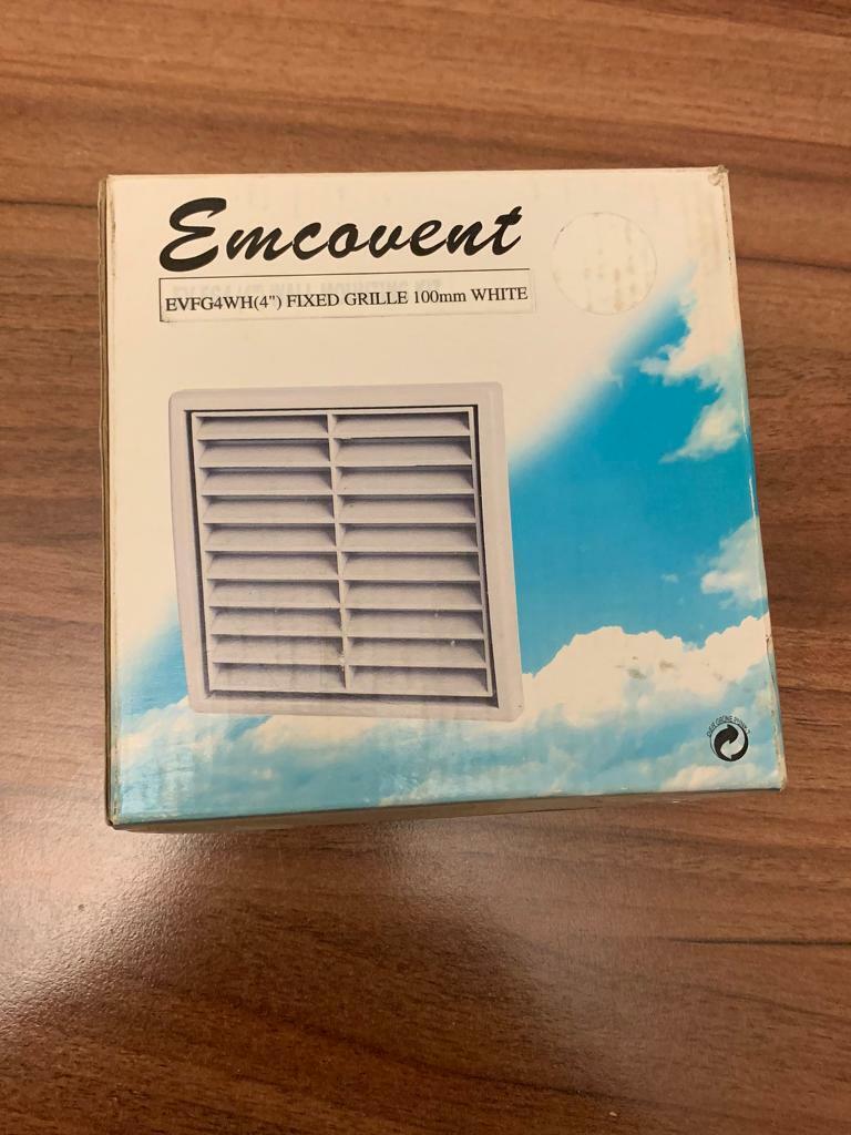 image for Emcovent Fixed Grille 100mm (4inch) White.