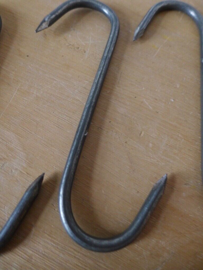 SIX Traditional and Genuine 1970s Vintage Metal Meat Hooks. Have never been used. £35 for all six.