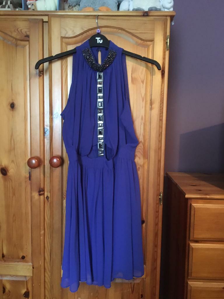 Royal Blue Chiffon Dress ( Size 12 ) £8