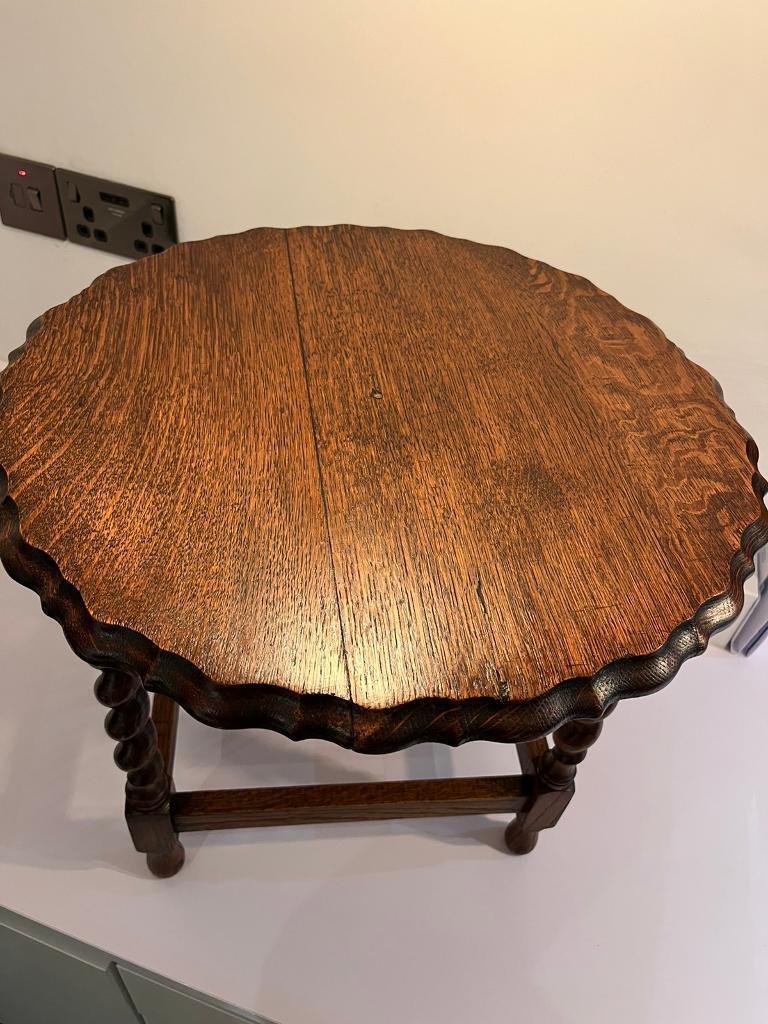 Barley Twist solid oak small side table, Circa 1920.
