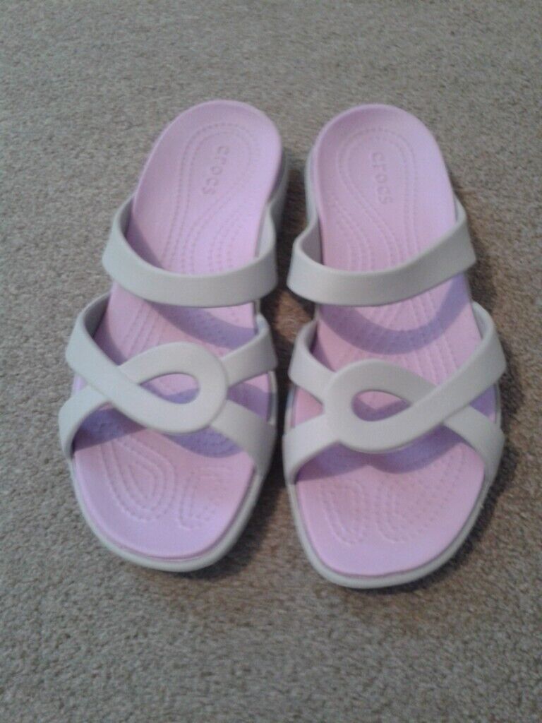 image for New - womans crocs flat slip on strap sandels  uk size 8