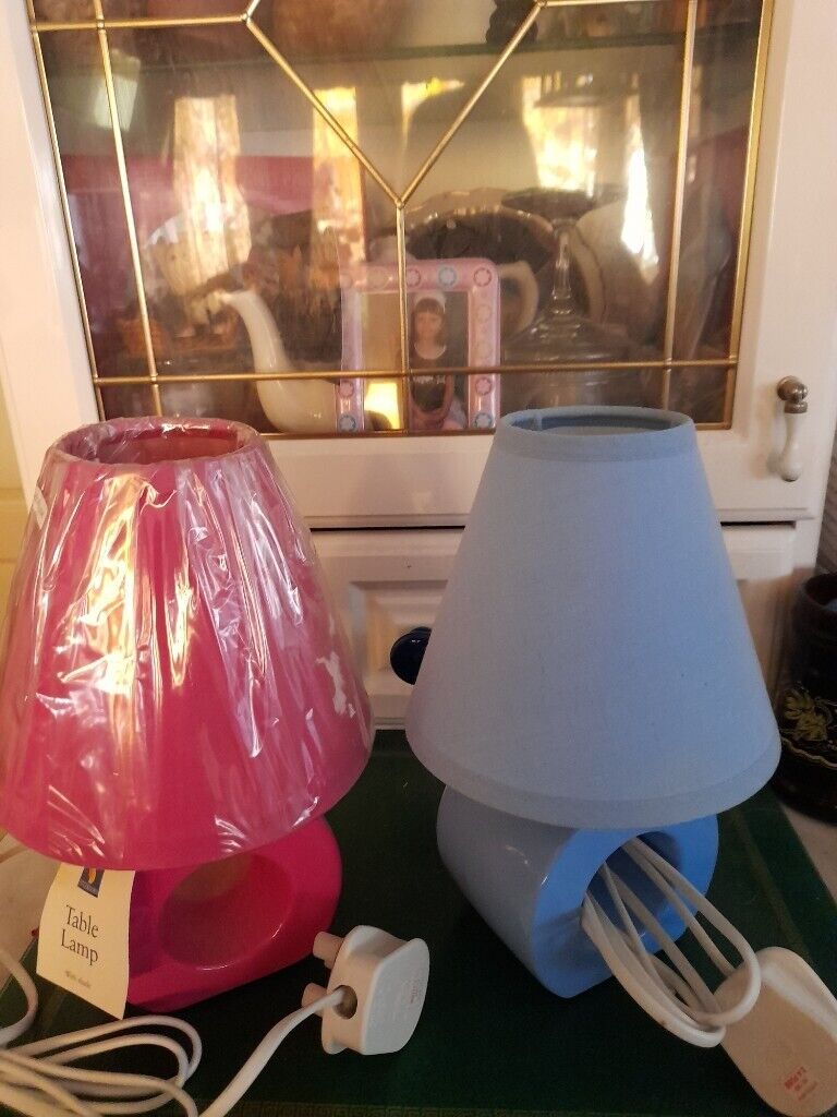 image for A New Pink or Blue Lampshade with  stand 