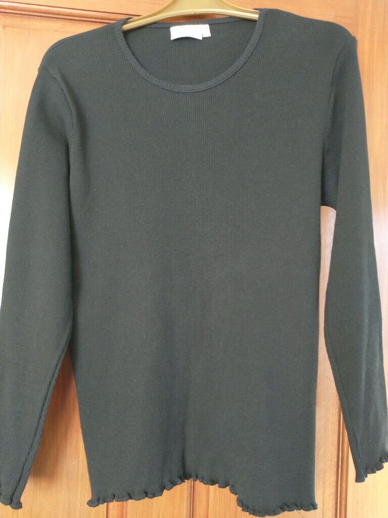 image for  JUMPER. BLACK. XL, Bust 38inches. Thin ribbed, stretchy fit to shape.