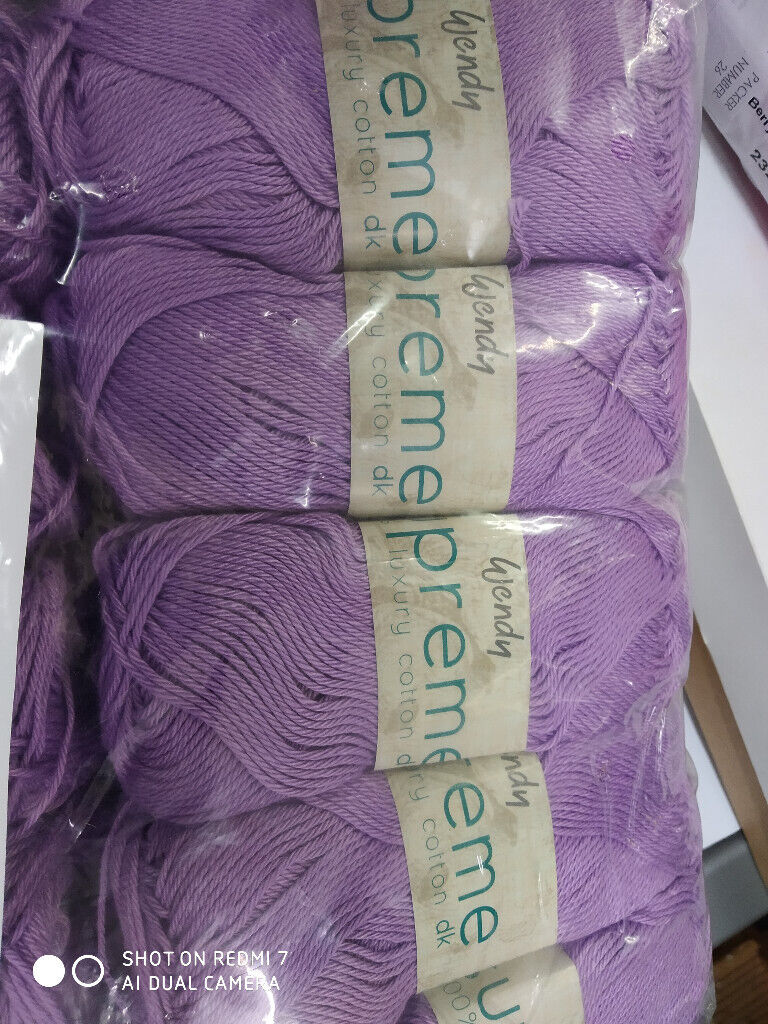 5x100 gram balls of Wendy Supreme Luxury Double Knitting Cotton is 100% Mercerised Cotton 