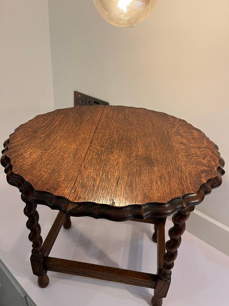 Barley Twist solid oak small side table, Circa 1920.