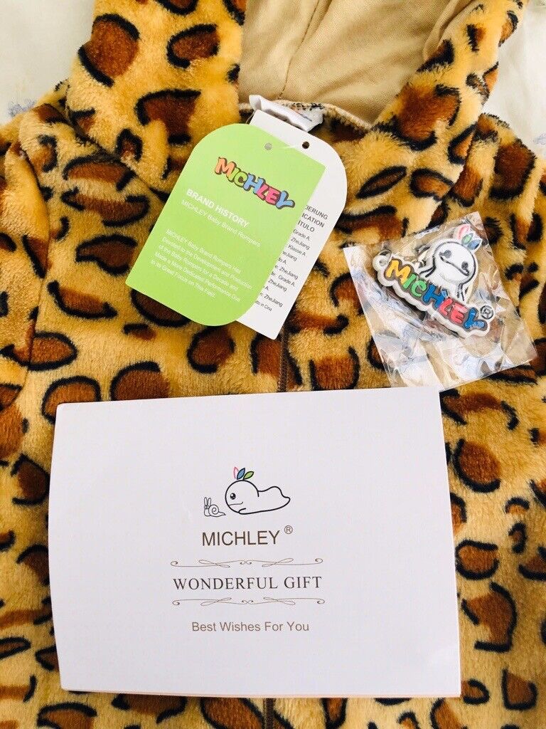 Hooded Leopard Romper 2-6 months New with Tags
