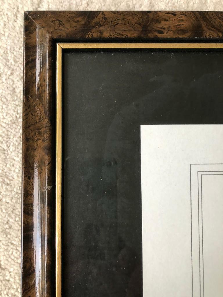 Glenda Rae signed black and white Pigs print in walnut coloured frame. Collect Chichester