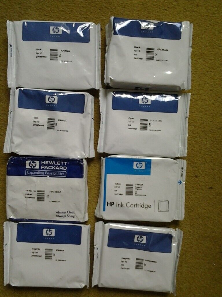 HP10 Full set of original printheads and ink (black, yellow, magenta, cyan)#gumtreespringclearout 