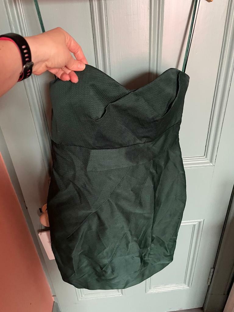 image for Size 12 forest green mini strapless dress 