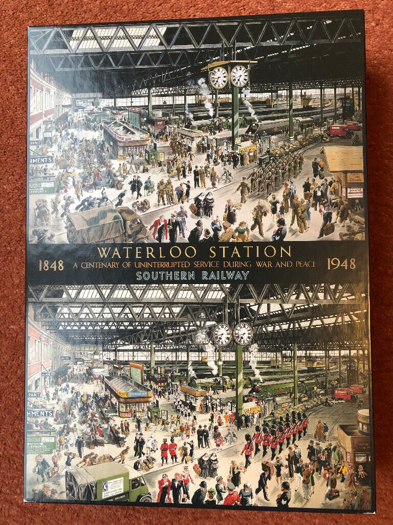 image for GIBSONS 1000 PIECE JIGSAW PUZZLE WATERLOO STATION CENTENARY 1848-1948   NEW
