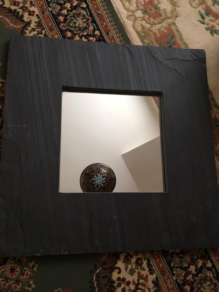image for Grey Slate Mirror Rustic Textured Thick Slate Very Heavy