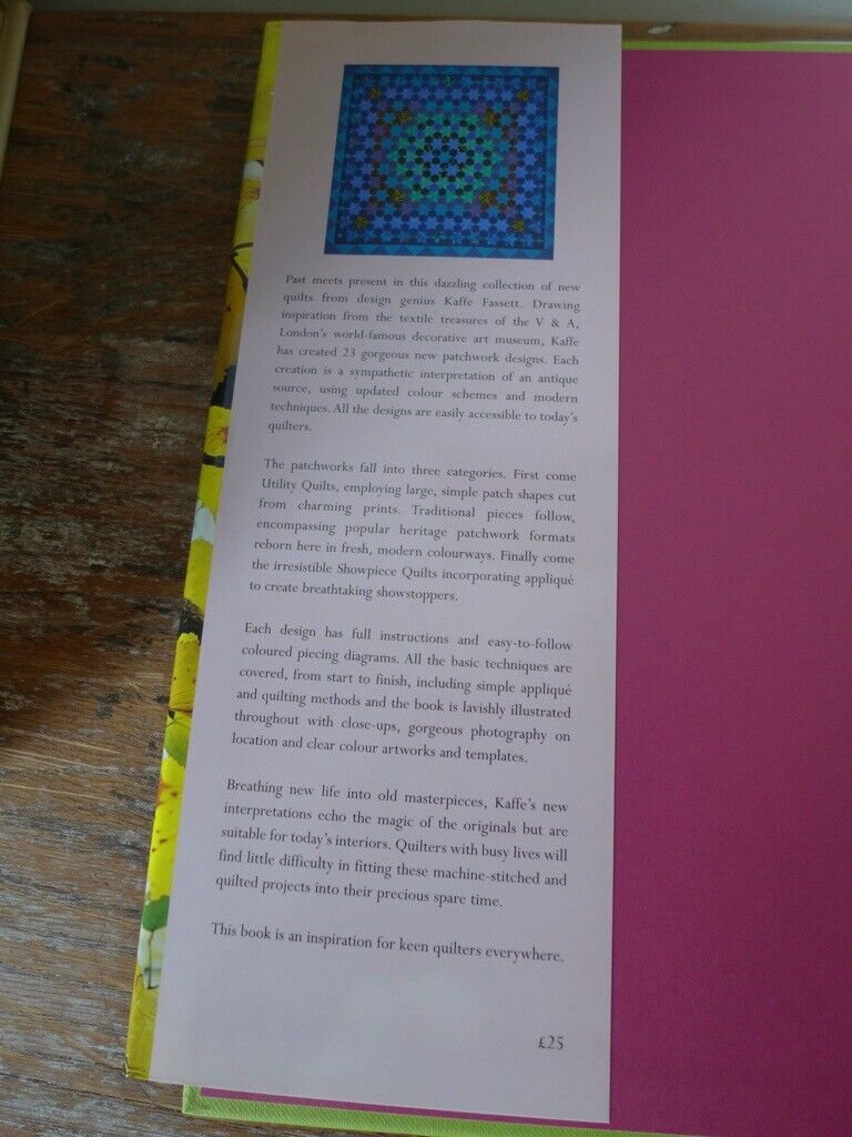 Collectable vintage hardback: KAFFE FASSETT'S V & A QUILTS. Illustrated.