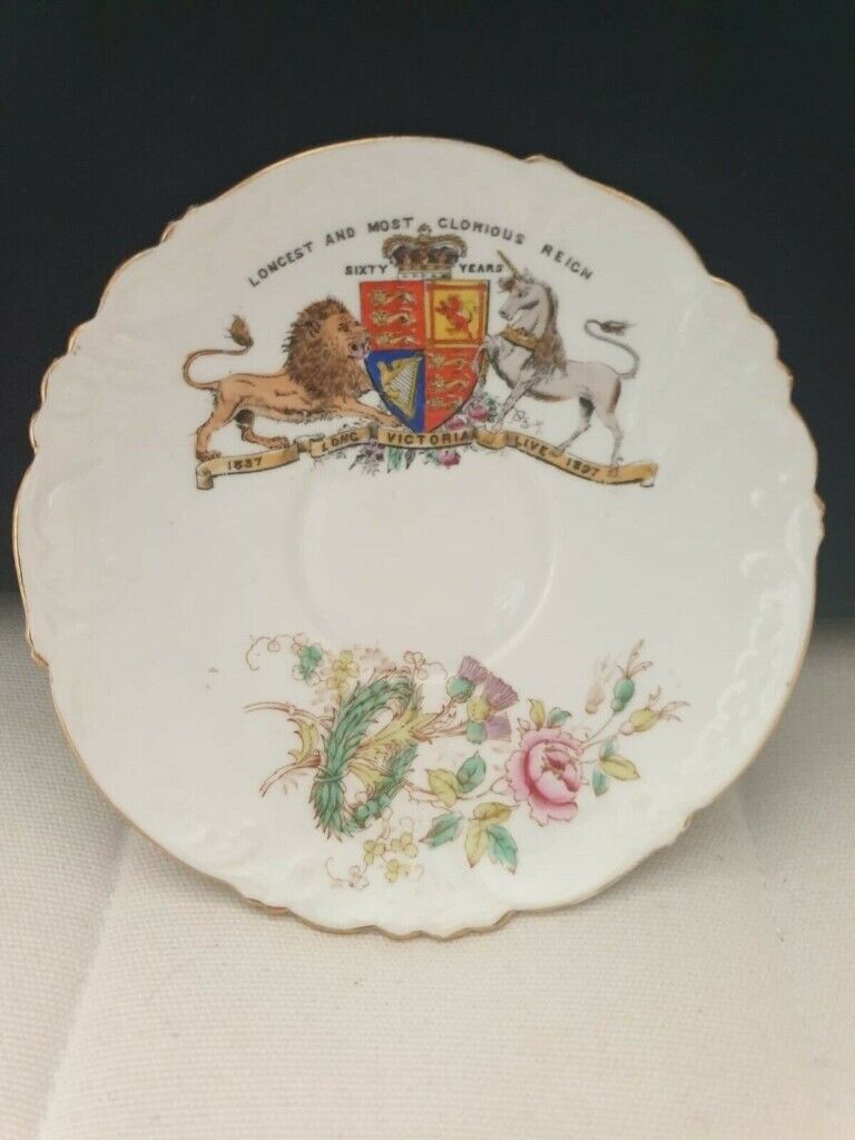 Foley 1897 Queen Victoria diamond reign china cup saucer and plate