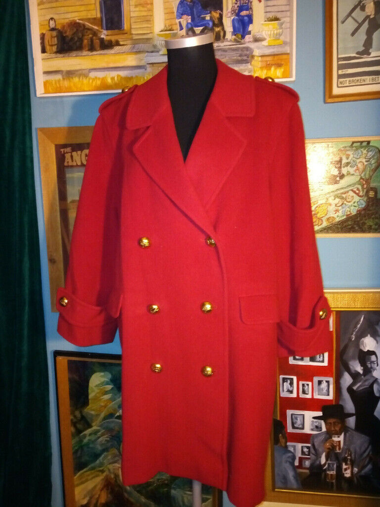 Burberry Red Wool and Camel Hair Double Breasted Military Coat Size 14 / 16  / 18 | in Newcastle, Tyne and Wear | Gumtree