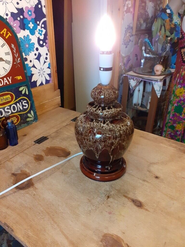 Vintage pottery lamp (No shade). Has no stamp/maker's mark. Highly lac