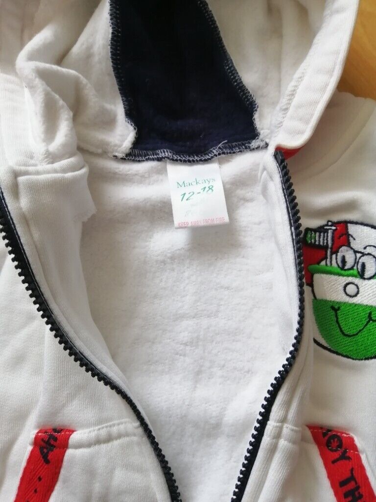 ChildsBaby's Fleece Lined Hooded Jacket /top Age 12 - 18 Months