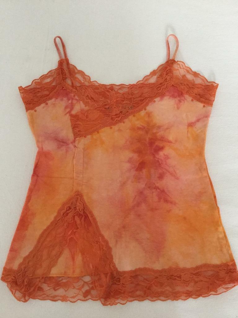 image for Speedway orange tie dye lace top 8-10