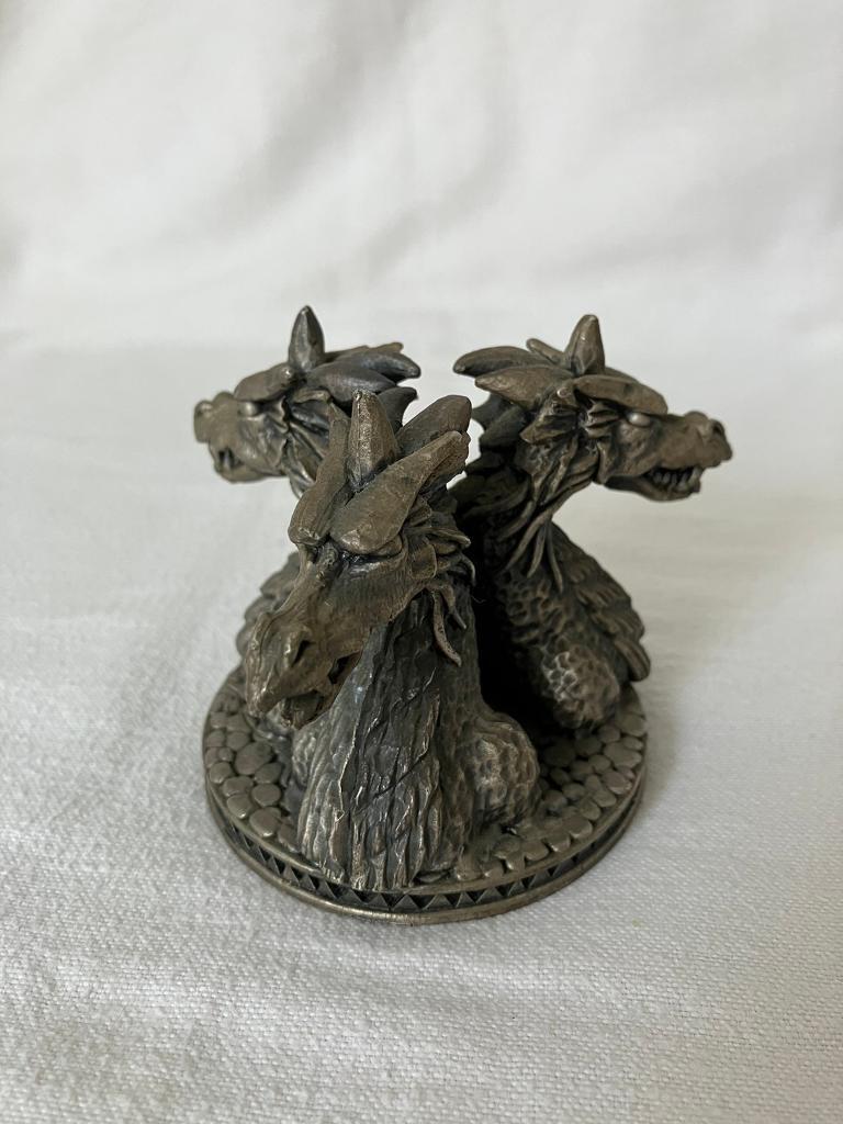Myth and Magic Tudor Mint Pewter Sculpture DRAGONS HEADS 3821 Collectable