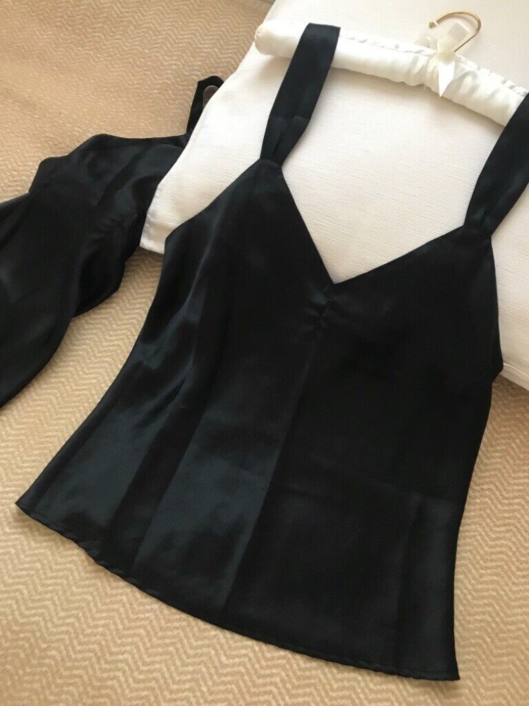 2x Black polyester satin camisoles.size 16