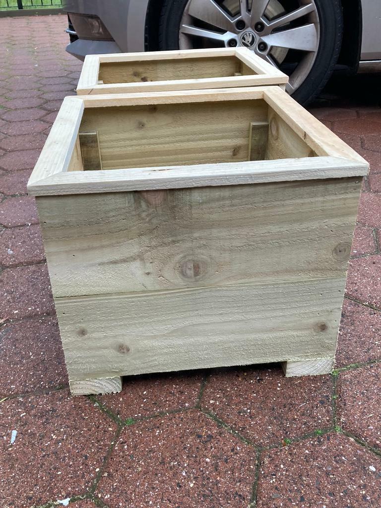treated wooden planter 