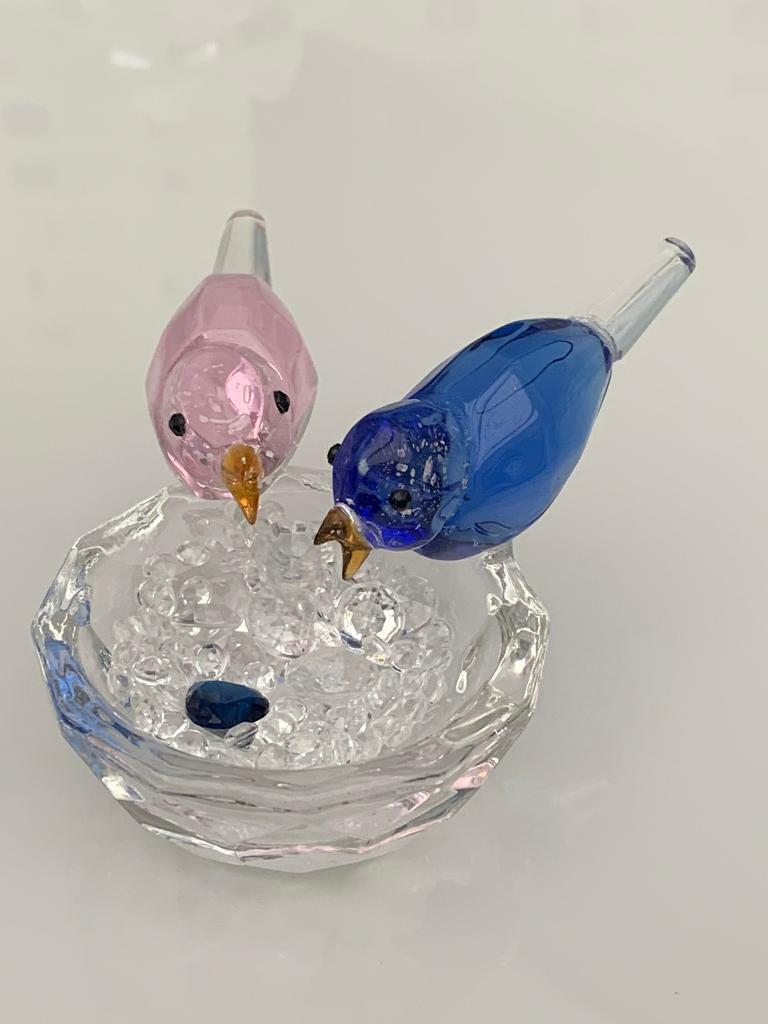 Pair of crystal birds 